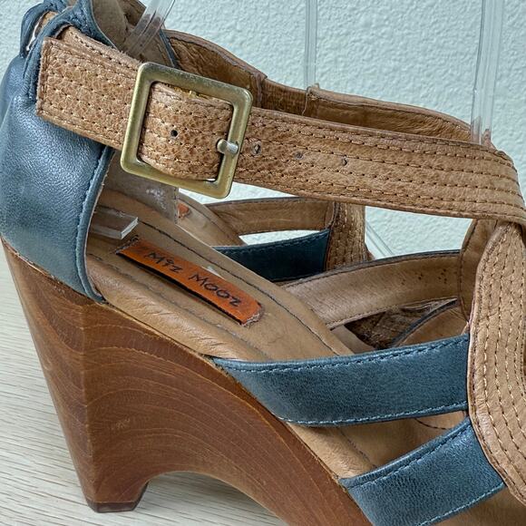 Miz Mooz Petra Wooden Heel Sandals Mod Retro Pinup Fairy Grunge Whimsy Twee 7.5 - Picture 6 of 11